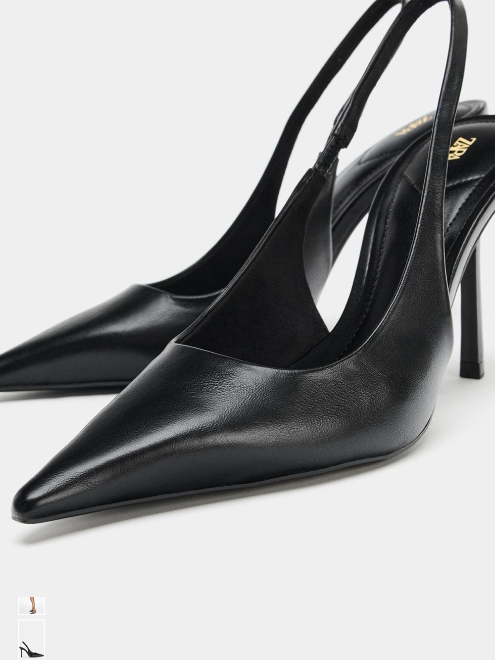 Classic Black Pointed Slingback Heels - Picture 2 of 9